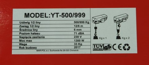 Wygiętarka YT-500/999 230V Wygiętarka YT-500/999 230V